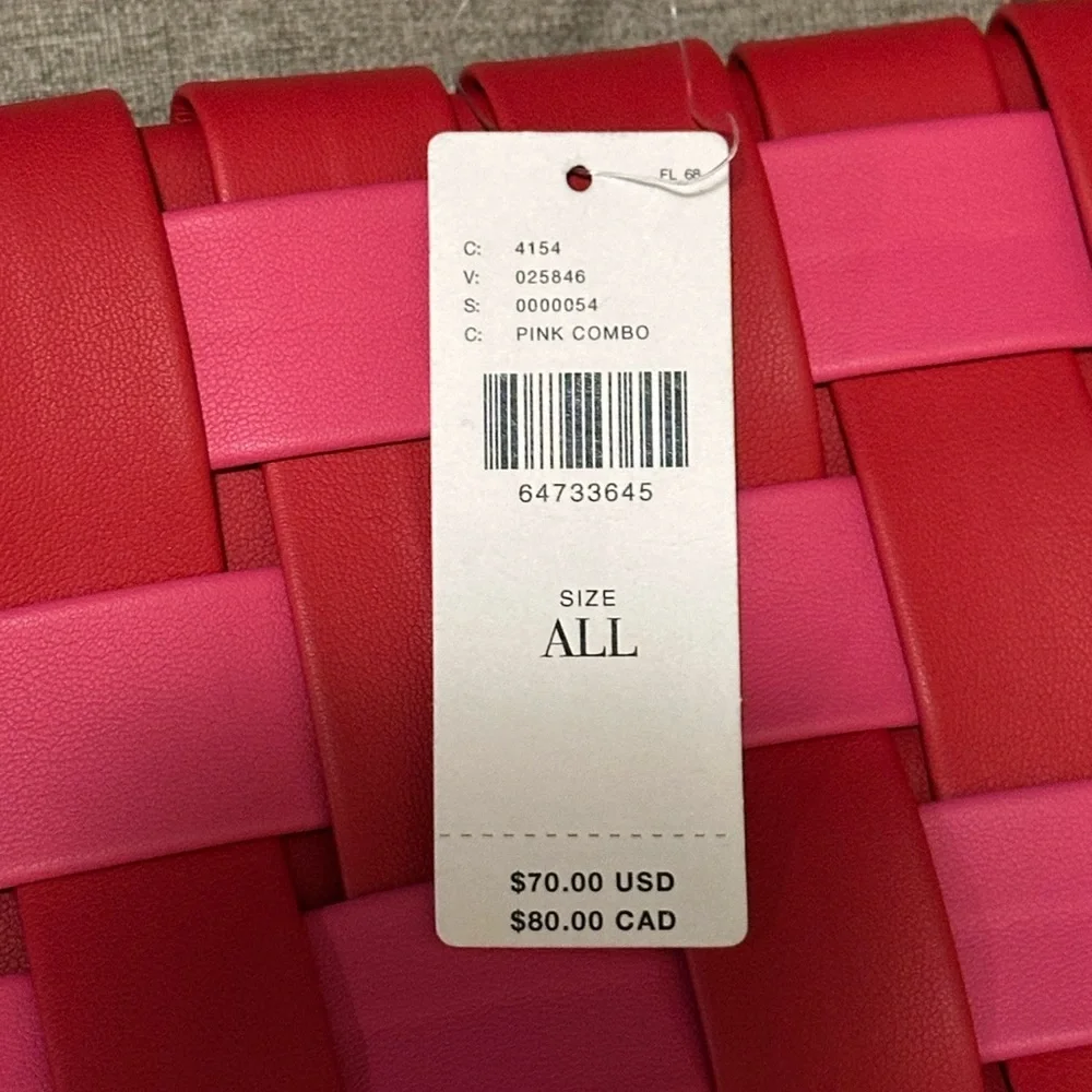 Anthropologie Puffy Woven Red and Pink Woven Clutch Or Crossbody - Picture 7 of 12